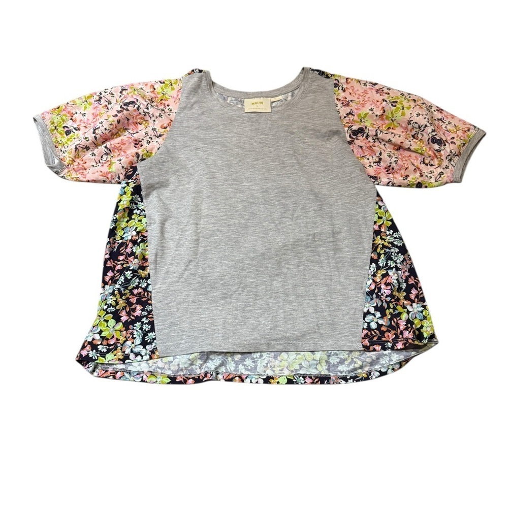 Anthropologie Gray Suzanne Tee with Floral Sleeves - Picture 4 of 9